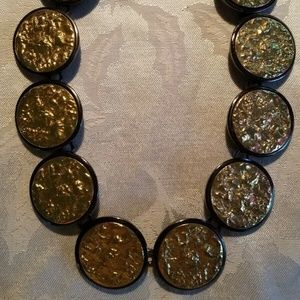 YSL Vtg Numbered Gold Gunmetal Necklace